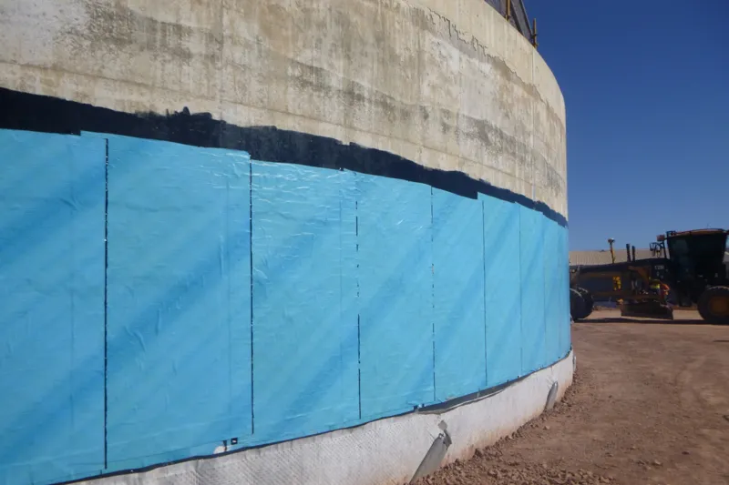 Blue sheet membrane tank wall panels