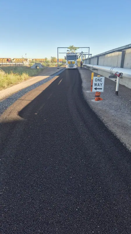 Completed one-way sealed access road at tank farm facility
