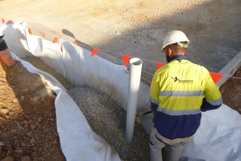 Subsoil drain geofabric riser