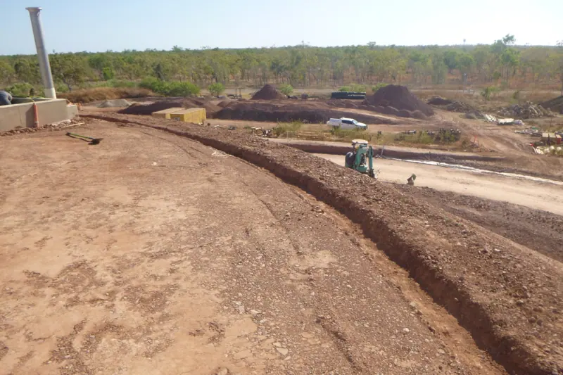 Cable trench run around a site perimeter
