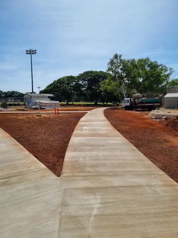 Finished concrete footpath junction