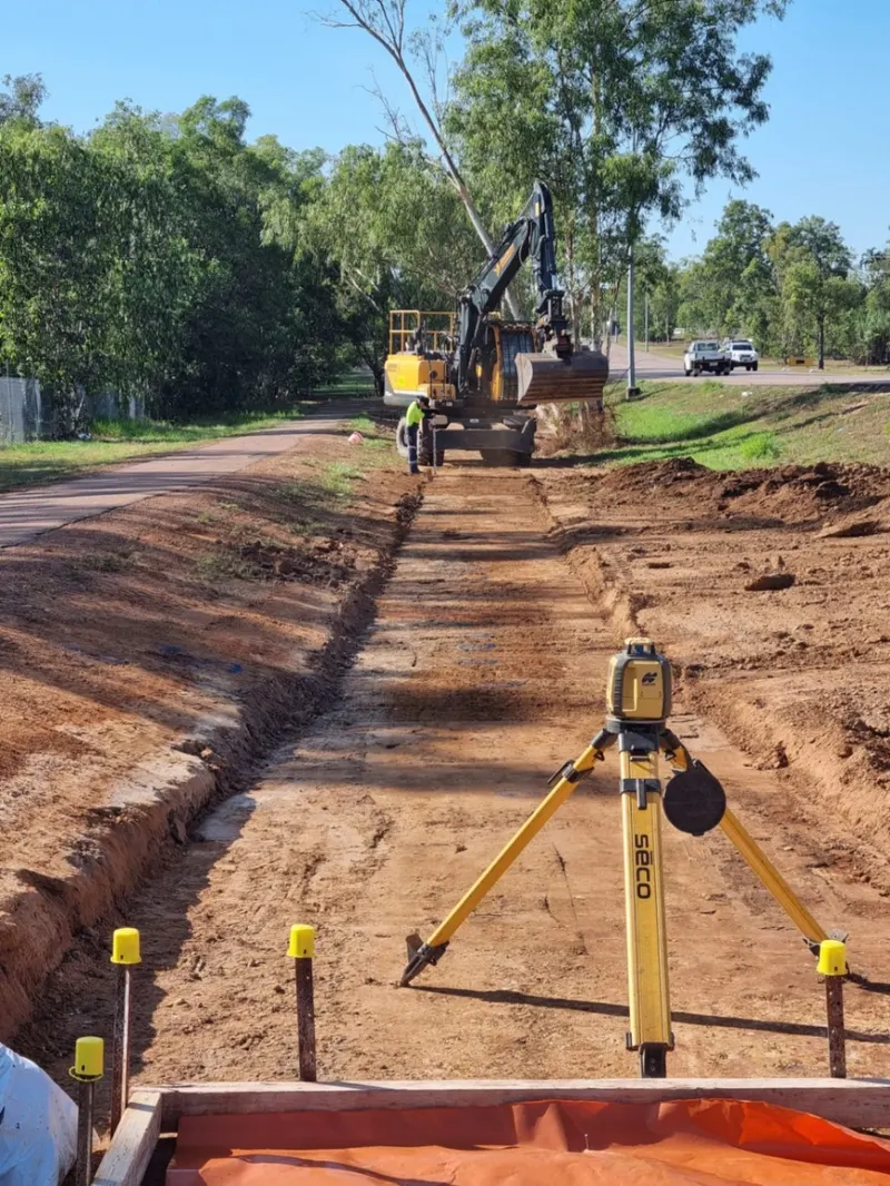 Table drain excavation set out with laser level