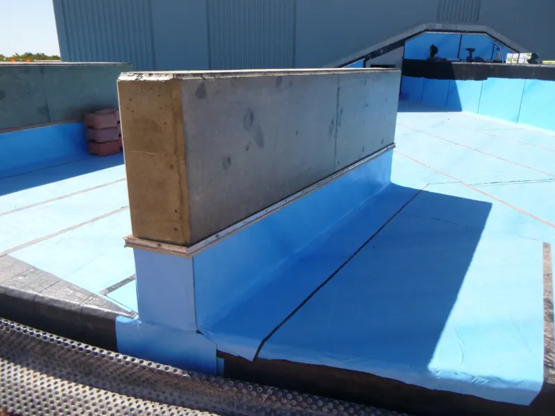 Upstand wall membrane detail roof deck
