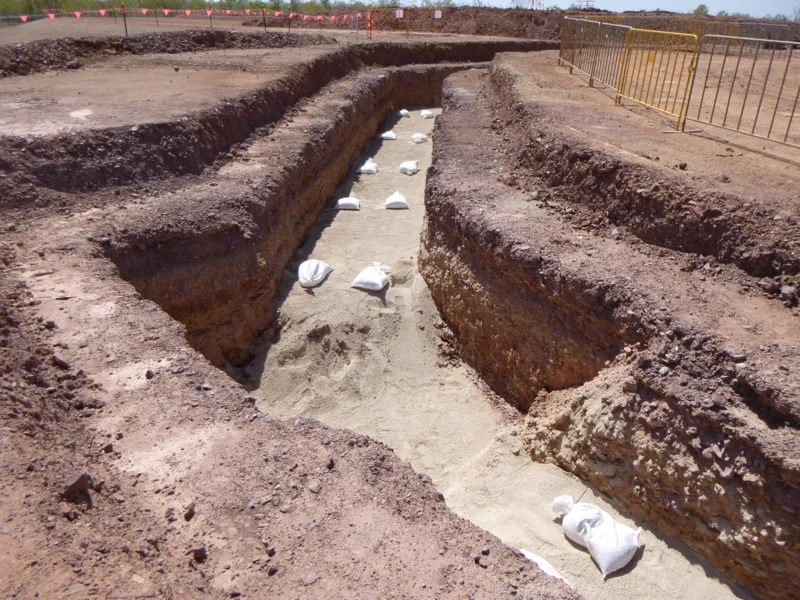 Sand bedded trench sandbags