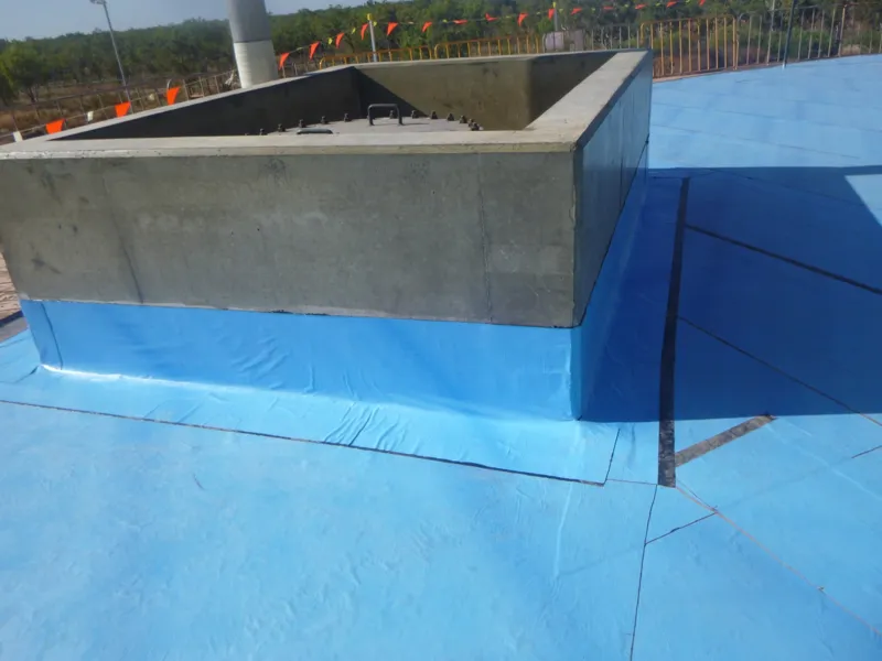 Plinth membrane upstand blue deck